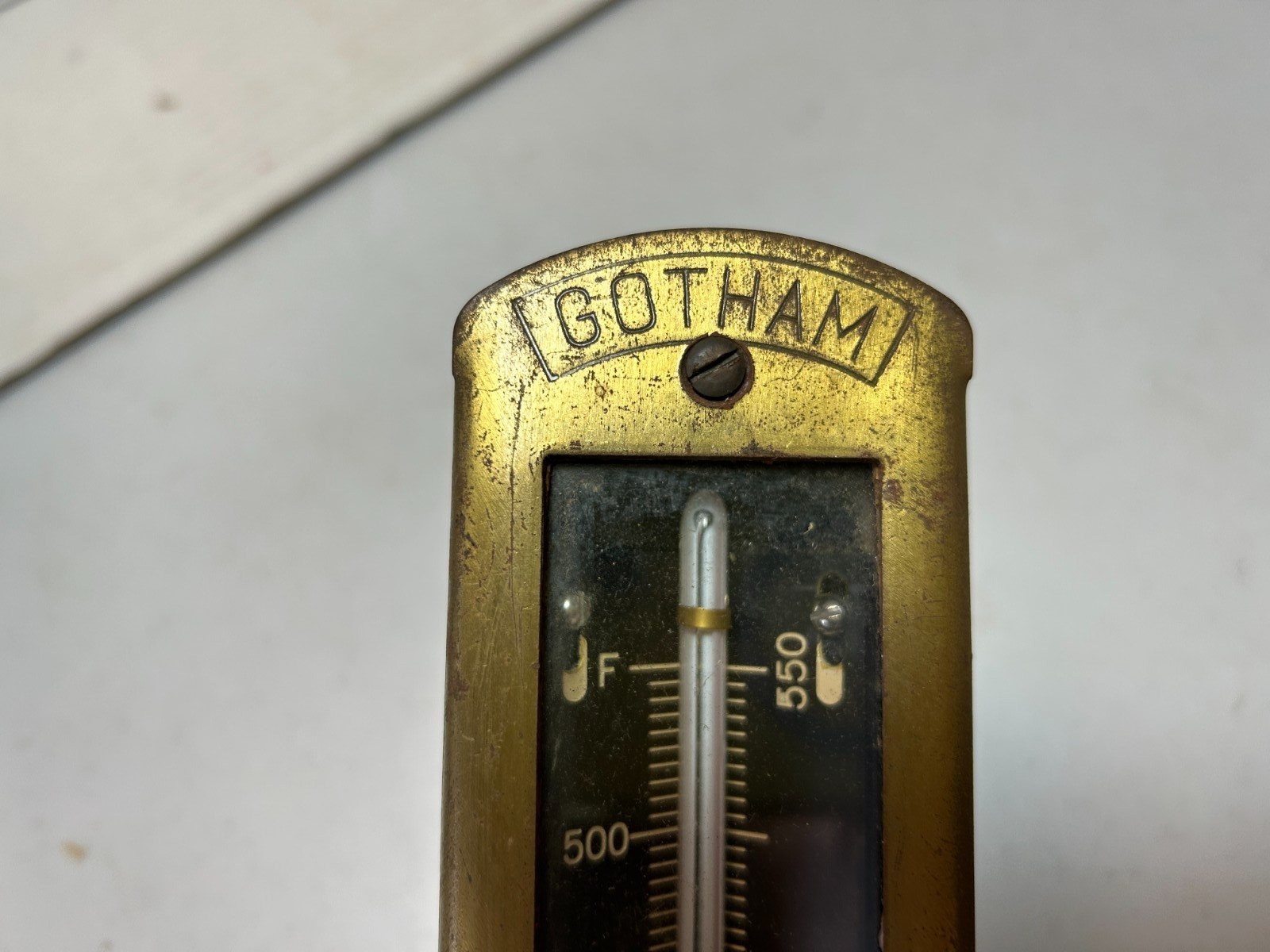 Antique Steam Boiler Steampunk Thermometer Gotham Industrial, 550 F Cast Bronze