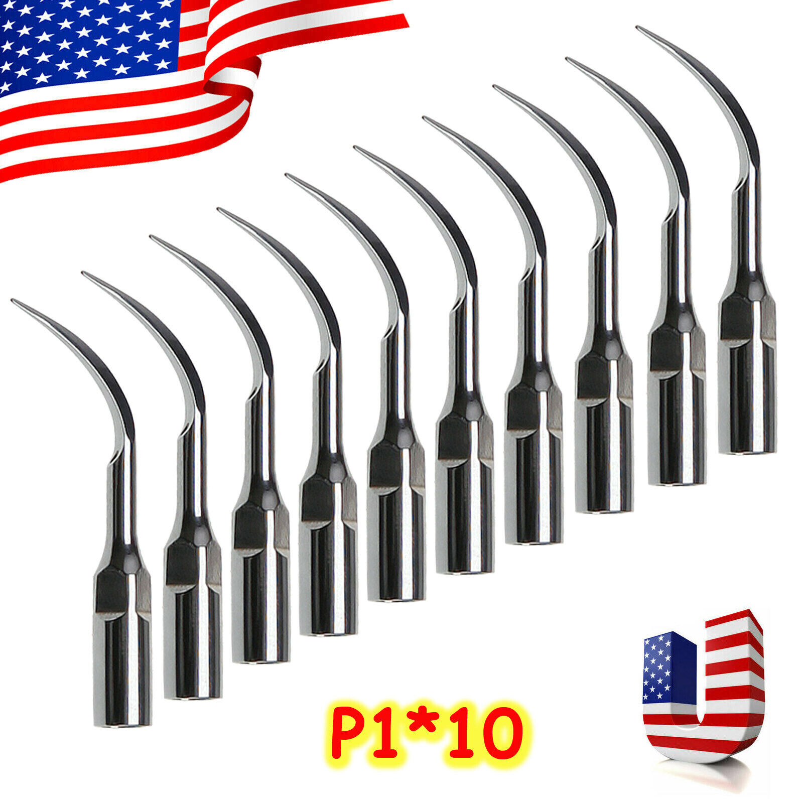 10* Dental Ultrasonic Piezo Perio Scaling Tips P1 for EMS Woodpecker Handpiece