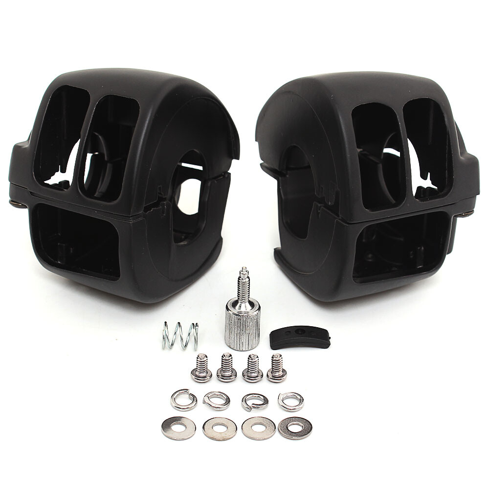 Black Handlebar Switch Housing Hand Control Kit For Harley Touring Softail FXR