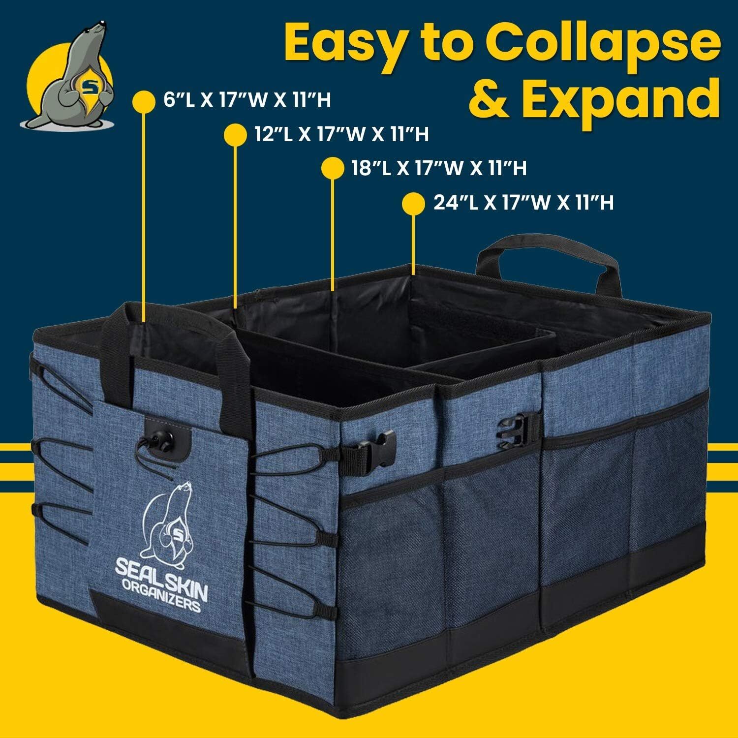 XXL Car Trunk Organizer SUV Trunk Collapsible Cargo Storage Fold Box With Lid