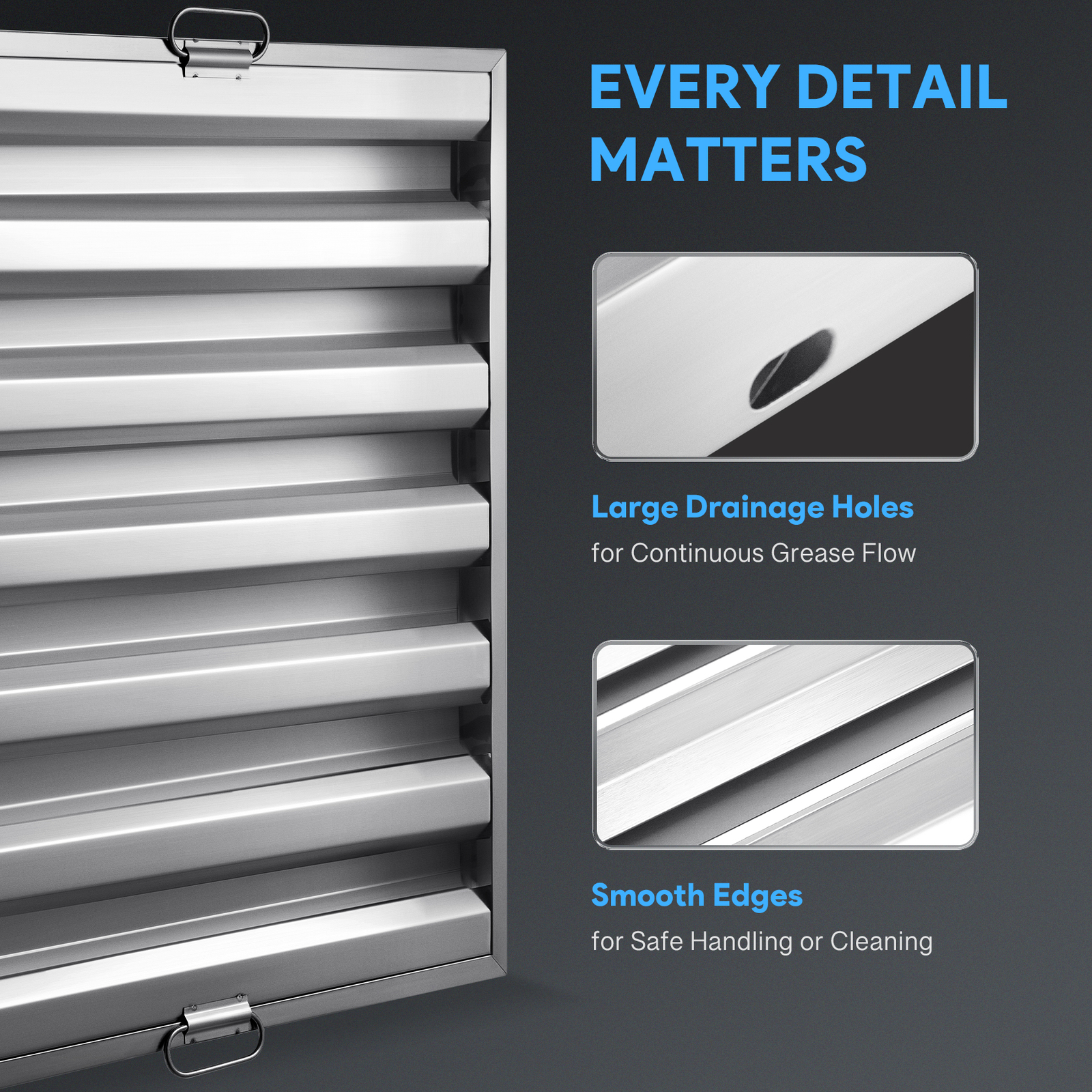 WILPREP 6 Packs 20"x25" Commercial Exhaust Hood Grease Filters 6-Grooves Baffles