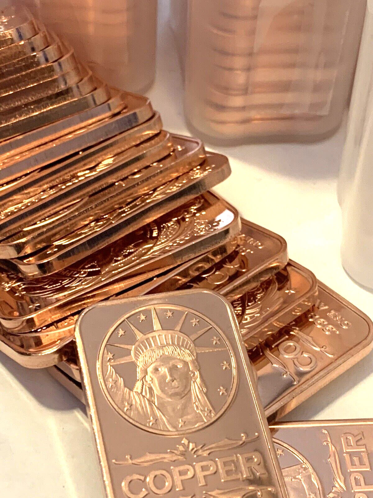 Statue of Liberty Bars, 20-PACK, 1 Ounce Copper Bars, 20 bars, by REEDERSONG