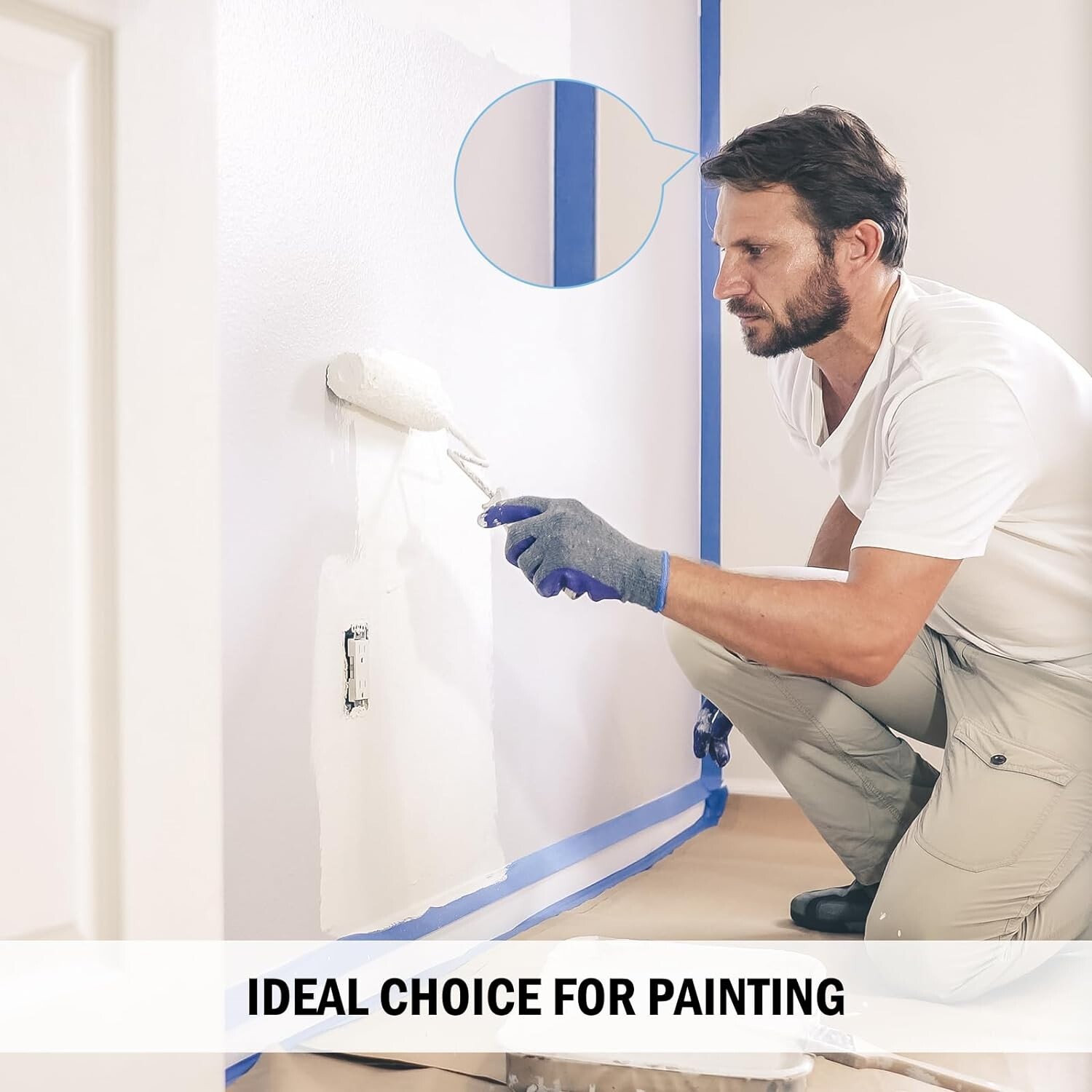 6 Rolls Blue Painters Masking Tape, 2 Inch x 60 Yards 5.5 Mil, Walls Painting