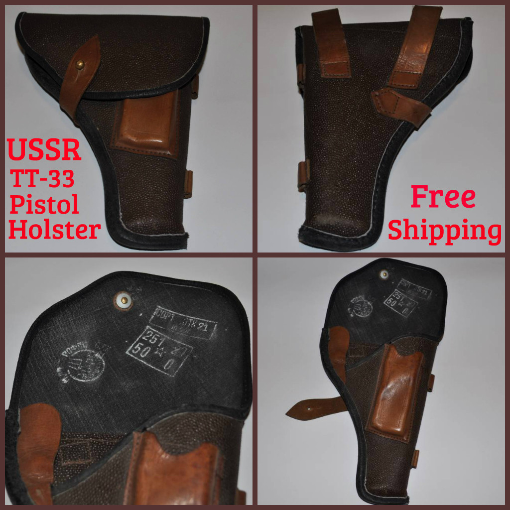 USSR Russian Soviet Tokarev TT-33 Holster Belt TT Pistol Tula Leather Kirza