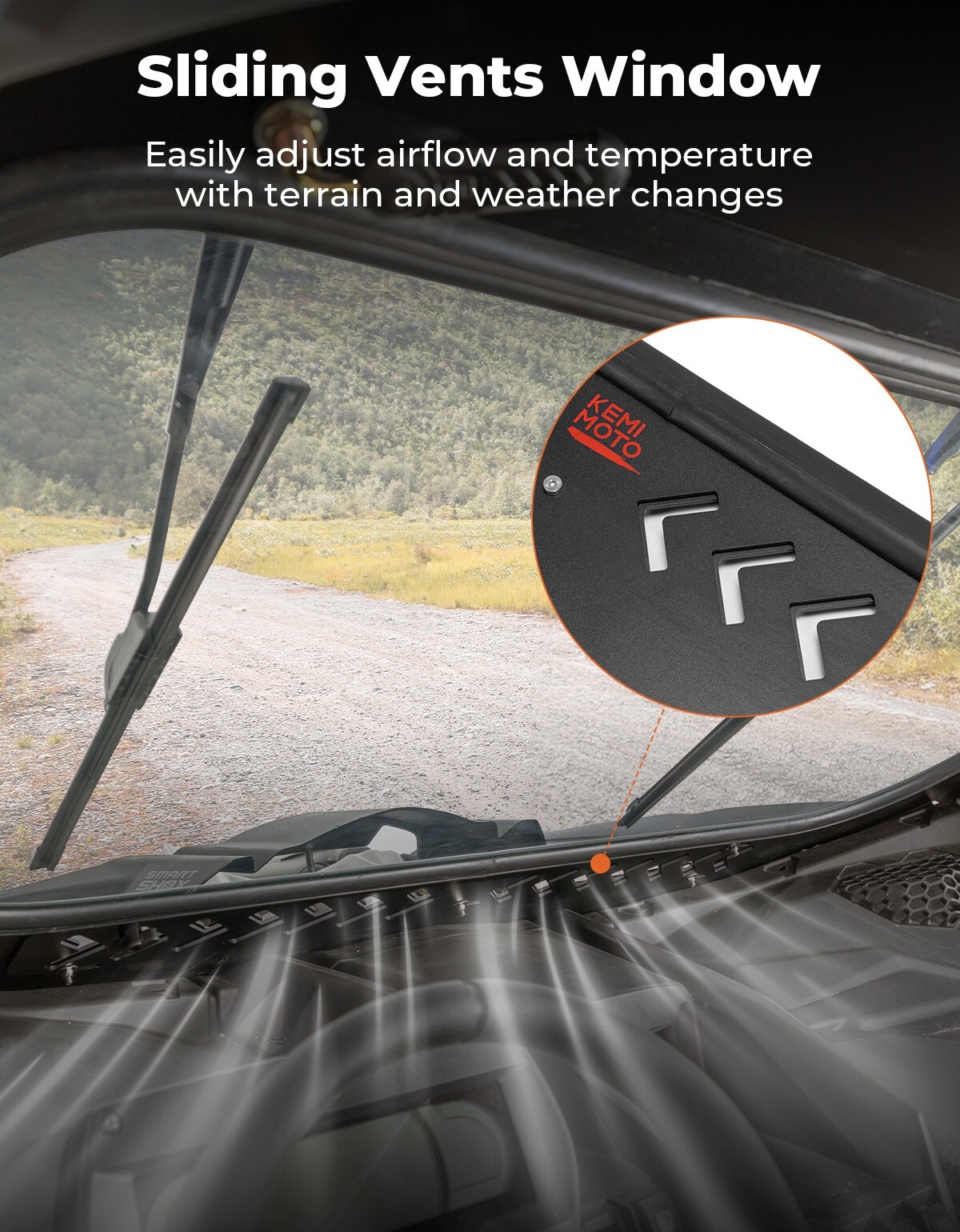 KEMIMOTO Glass Windshield W/ Sliding Vents+ Manual Wipers for Can-Am Maverick X3