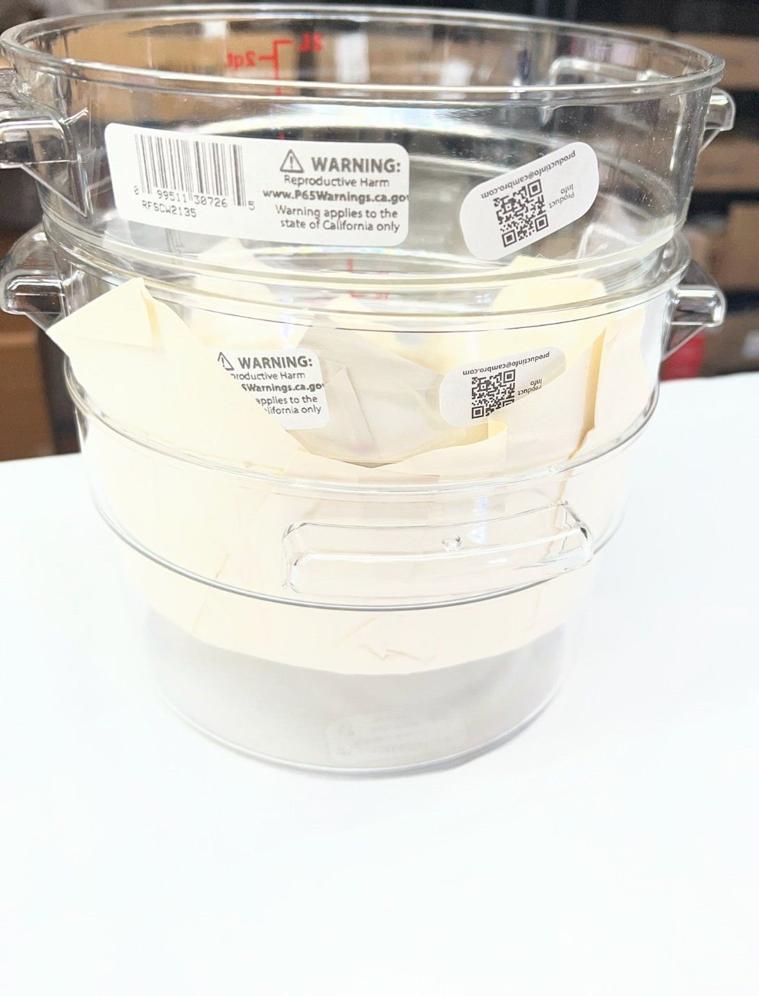 Cambro Camwear Round Storage Container 2 Quart Clear  SET OF 3 New