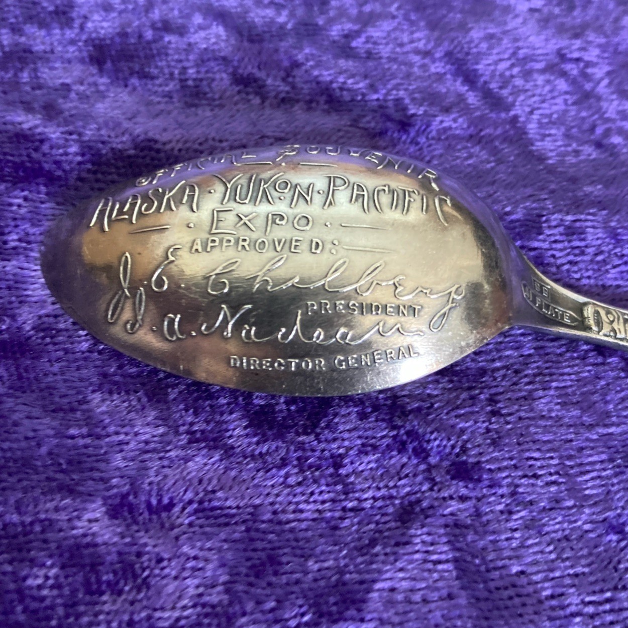 Alaska Yukon Pacific Exposition Souvenir Spoon Silverplate 1909