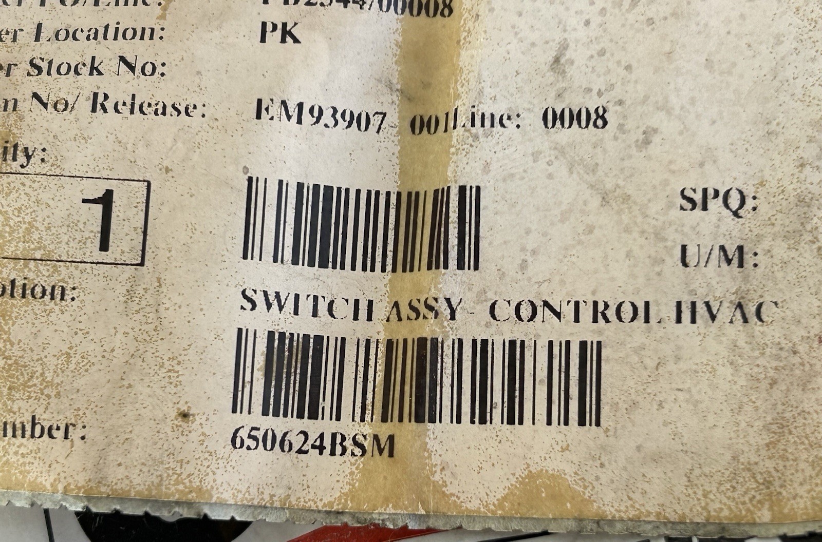 Peterbilt Kenworth HVAC Control Switch 650624BSM ClimaTech Never Installed NOS