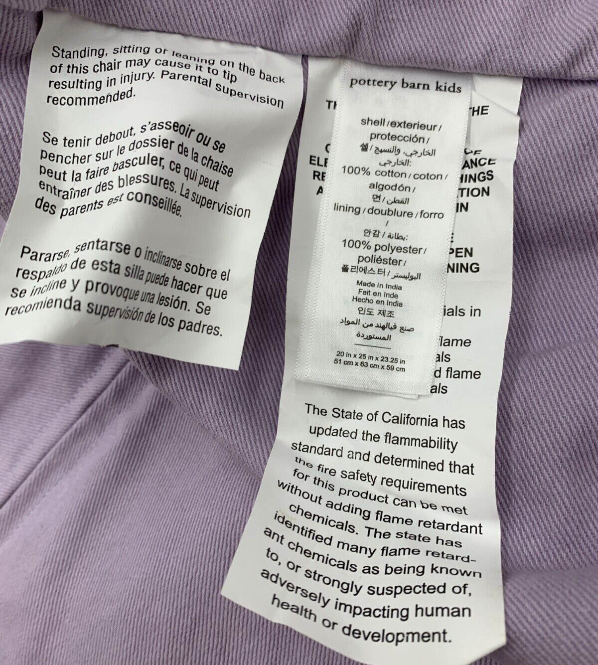 Pottery Barn Kids Anywhere Chair Candlewick Butterfly Slipcover Purple #6762E