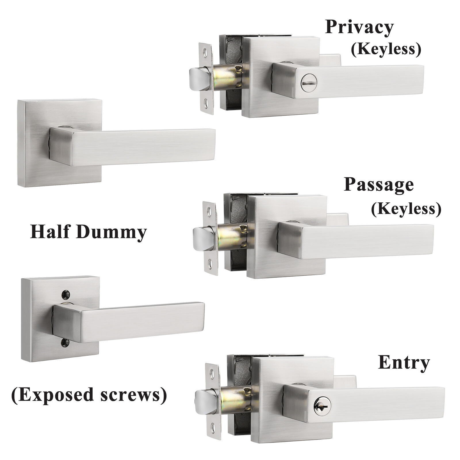 Privacy Door Locks Passage Handles Brushed Nickel Entry Lock keyed Dummy Levers