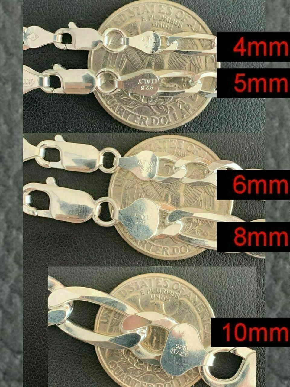 Figaro Link Chain Or Bracelet (2.5-10mm) Solid 925 Sterling Silver UNPLATED