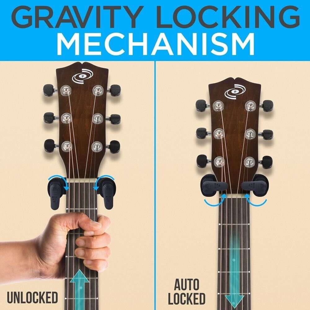 Pyle Guitar Wall Hanger Mount Stand w/ Auto-Lock for String Instruments,