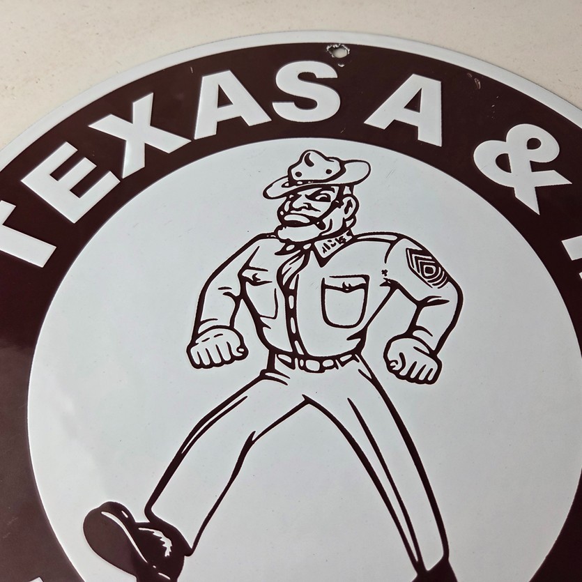 Vintage Texas A&M Sign - College Football Aggies Gas Service Pump Porcelain Sign