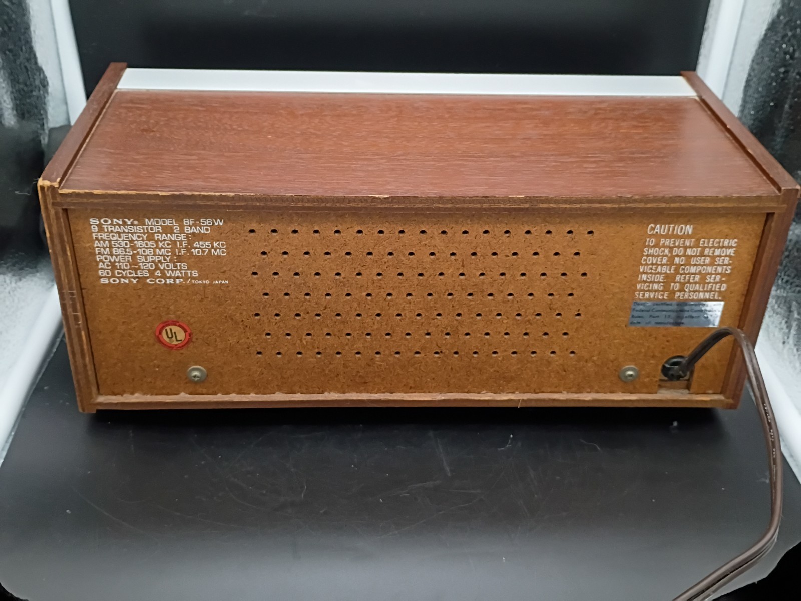 Vintage Sony 8F-56W AM FM 9 Transistor Table Radio Wood Cabinet Japan Working