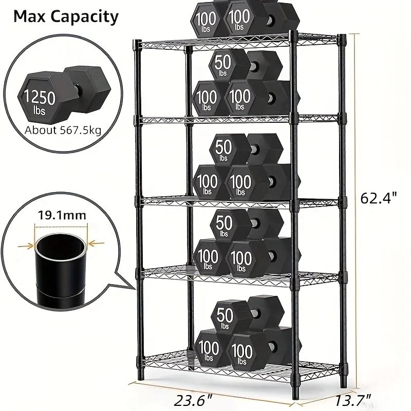 M MZG 5 Tier Wire Storage Shelf Unit Steel Shelving Racks Wire Pantry