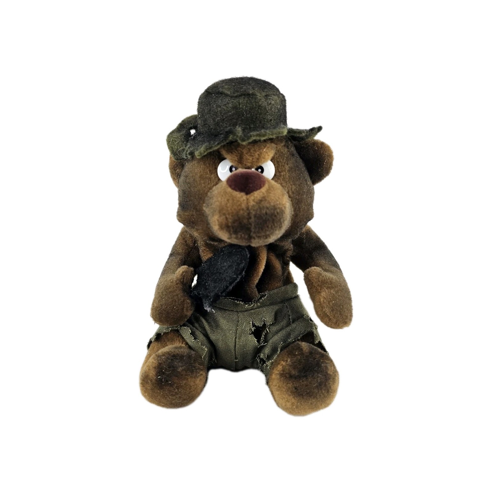 Vintage 1998 Meanies Series 2 Burny The Bear Burnt Fire Plush W/ Tag