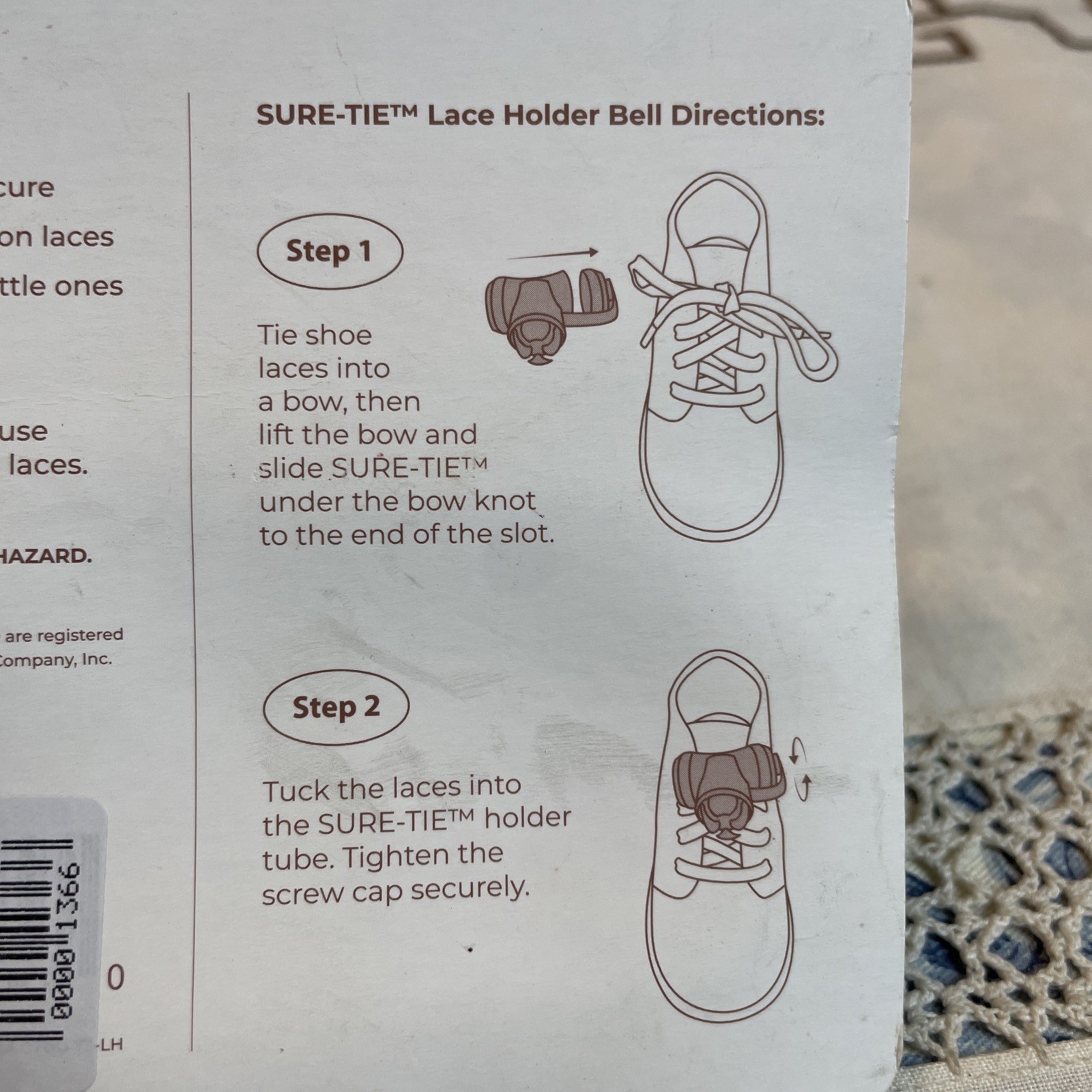 Footmates Sure-Tie Lace Holder Bell 1 Pair White