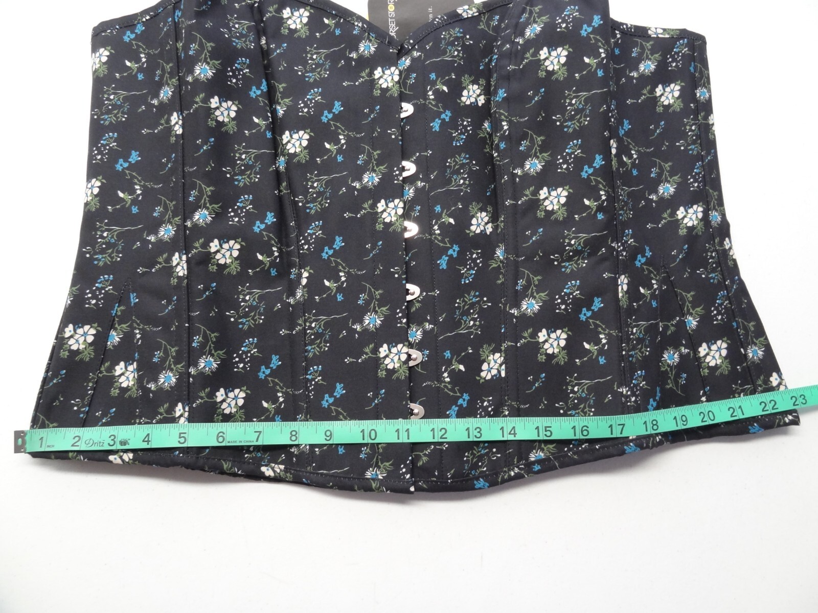 NWT Corset Story 44 Ditsy Floral Printed Overbust Spiral Steel Bone Navy Flowers