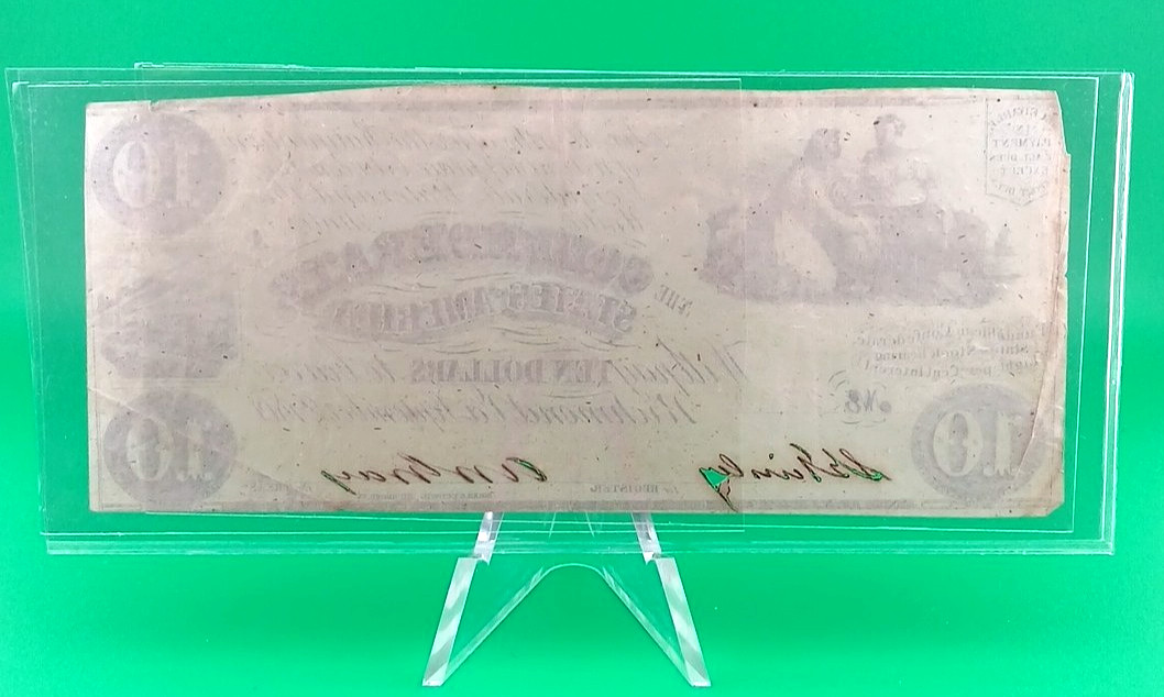 1861 $10 Confederate States of America Note T-28 Ceres Commerce Train CSA