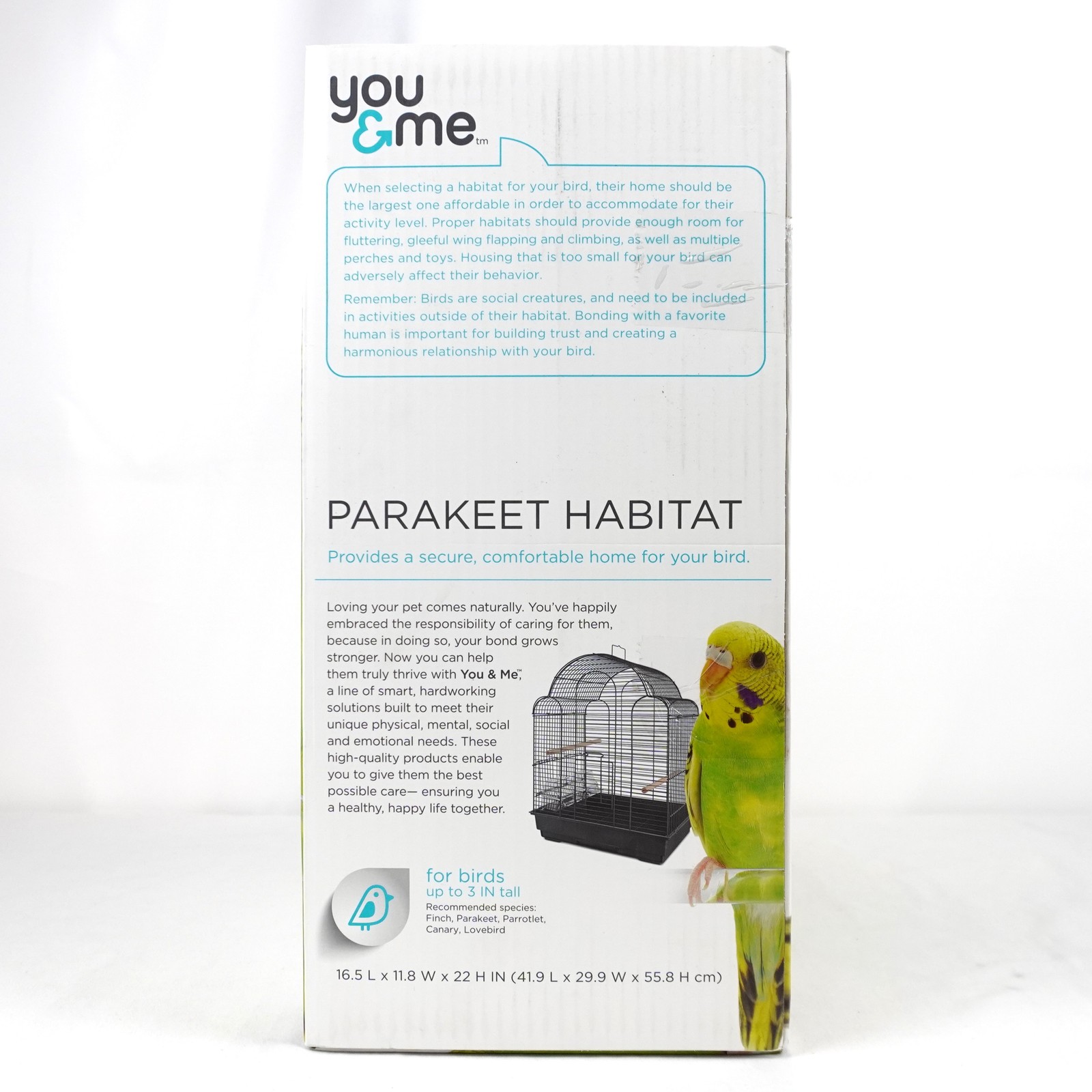 You & Me Parakeet Habitat Scallop Top Cage In Gray With Perches & Covered Dishes