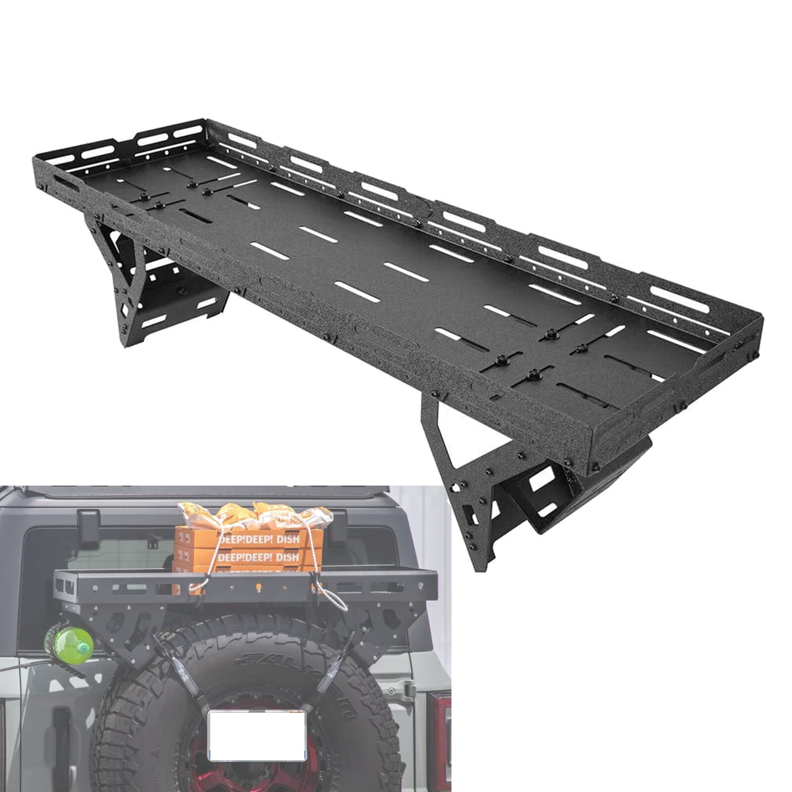 Fit 76-24 Jeep Wrangler Rear Cargo Basket Rack Spare Tire Utility Storage Basket