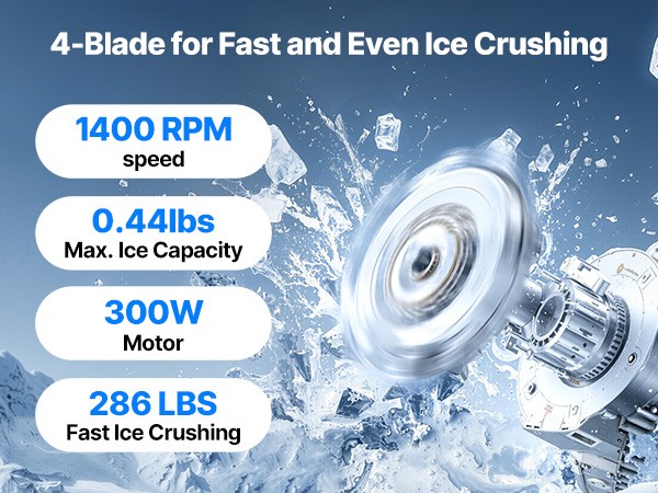 Uimoso Electric Ice Crusher 286LBS/H Shaved Ice Machine for Commercial Use, Blue