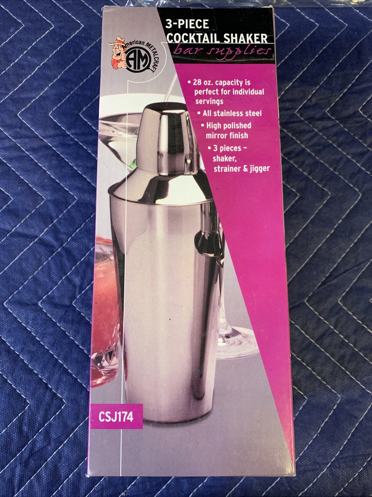 NEW American Metalcraft CSJ174 28 oz Stainless Bar Cocktail Shaker Set