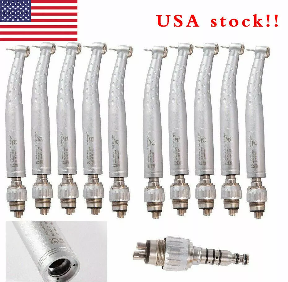 10 Pcs Dental High Speed Handpiece Standard Head Push w/ 4 Hole Coupler fit Kavo