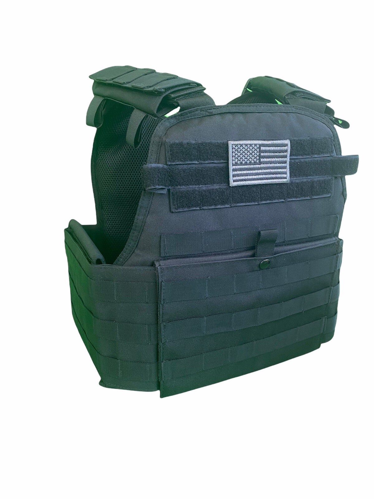 Tactical Vest Plate carrier- Black w/ 2 Curved 8x10 Plates