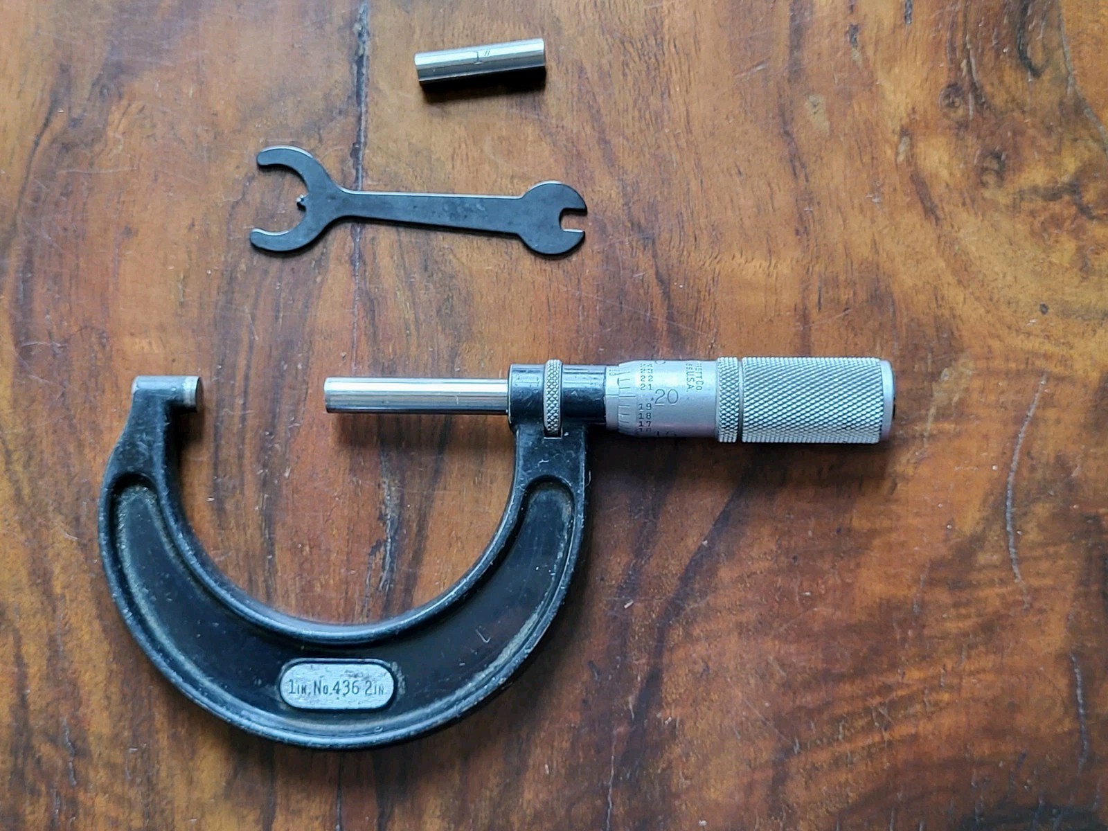 Starrett No. 436 1-2” Outside Micrometer w/Locking, 1" Standard, Wrench & Case