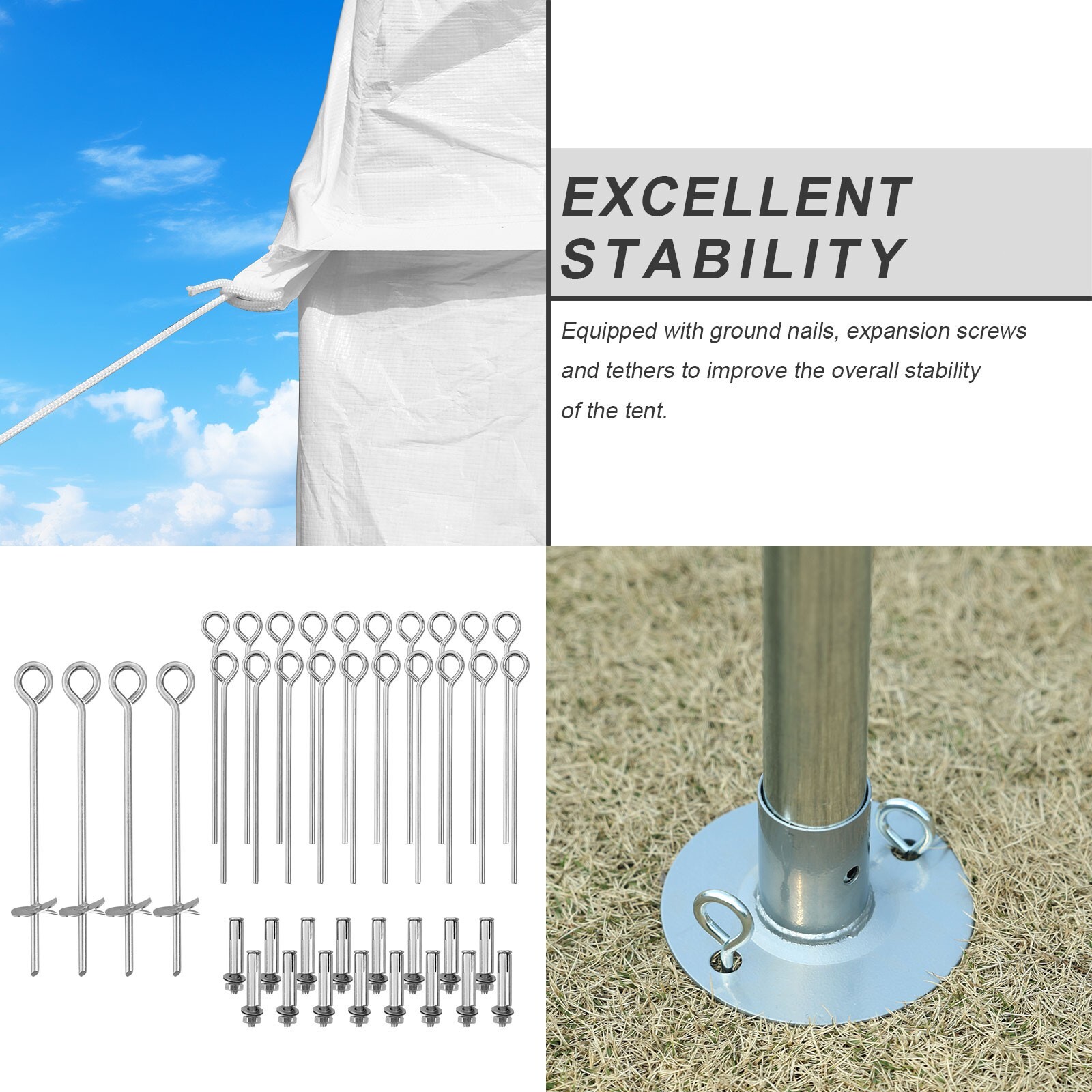 Aoodor 20'x20' Outdoor Party Tent Heavy Duty Wedding Canopy Gazebo Waterproof