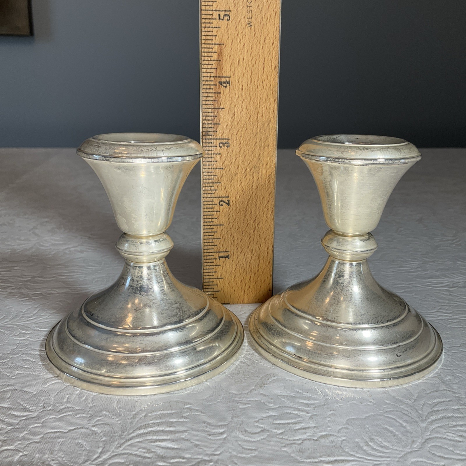 Sterling Silver Weighted Candlestick Candle Holders Lot Of 4 Duchin & Crown