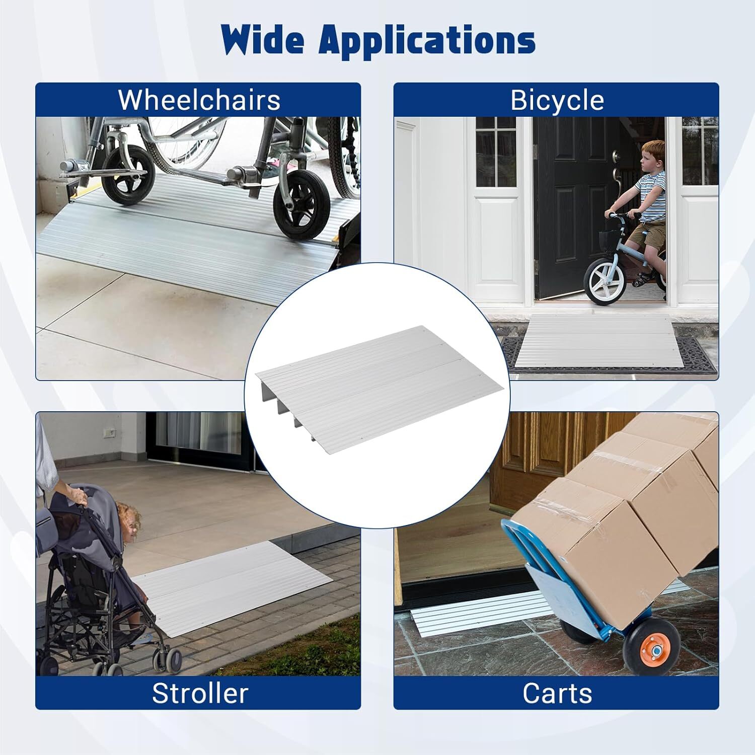 Adjustable Threshold Ramp 1"/2"/3"/4"/5" Rise Aluminum Door Ramp for Wheelchair