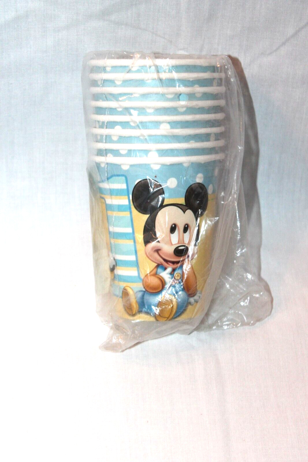NEW IN PACKAGE DISNEY BABY MICKEY MOUSE 8- CUPS BLUE PARTY SUPPLIES