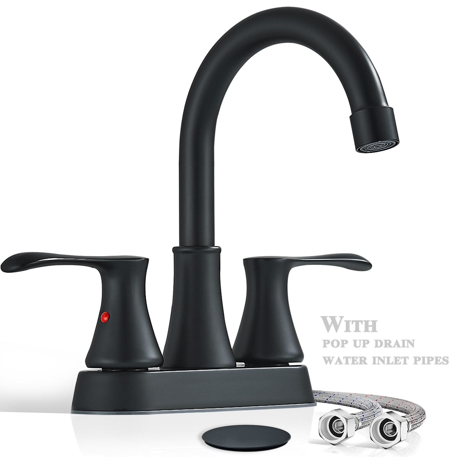 Black Bathroom Sink Faucet 3 Holes 4 Inch Centerset Vanity Mixer Faucet 2 Handle