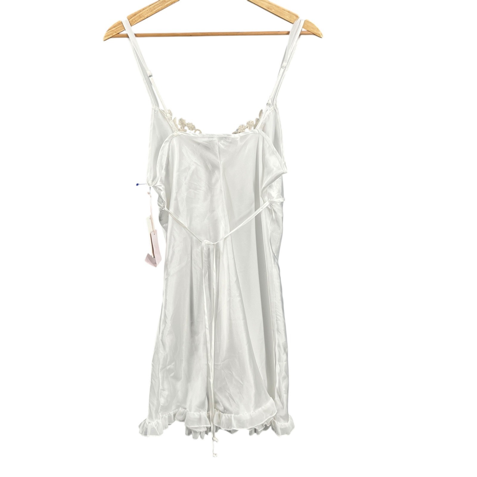 Linea Donatella White Satin Slip Nightgown Lace Beaded Bridal Size M New