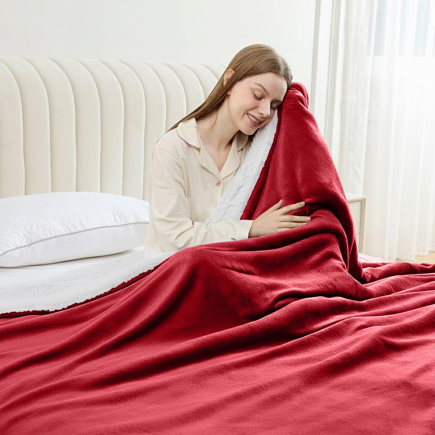 Thick Warm Sherpa Fleece Blanket Throw for Winter Soft Bedding Blankets Queen