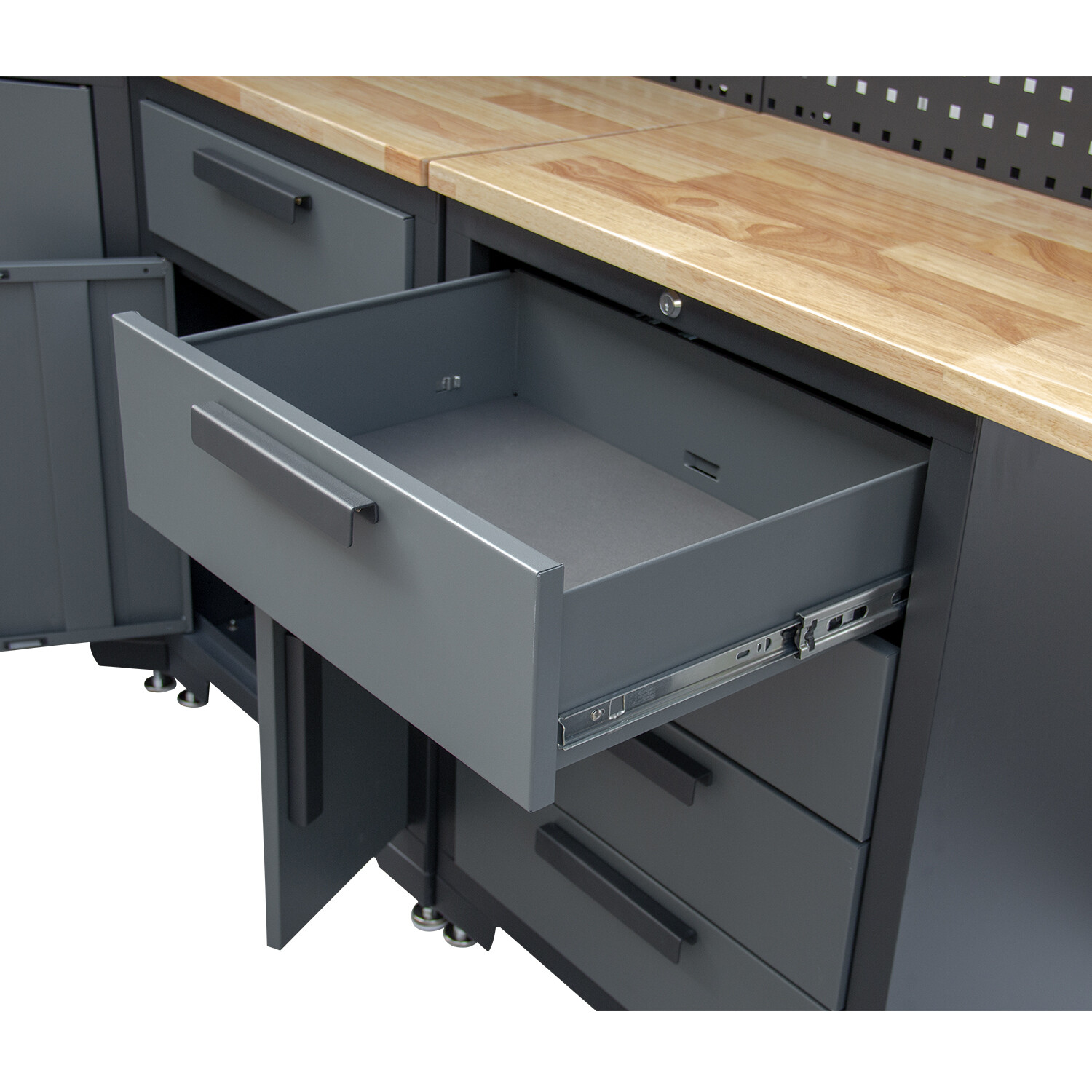 Garage Storage Cabinet 15Pcs Workshop W/Steel Cabinet Drawers Workbench Pegboard