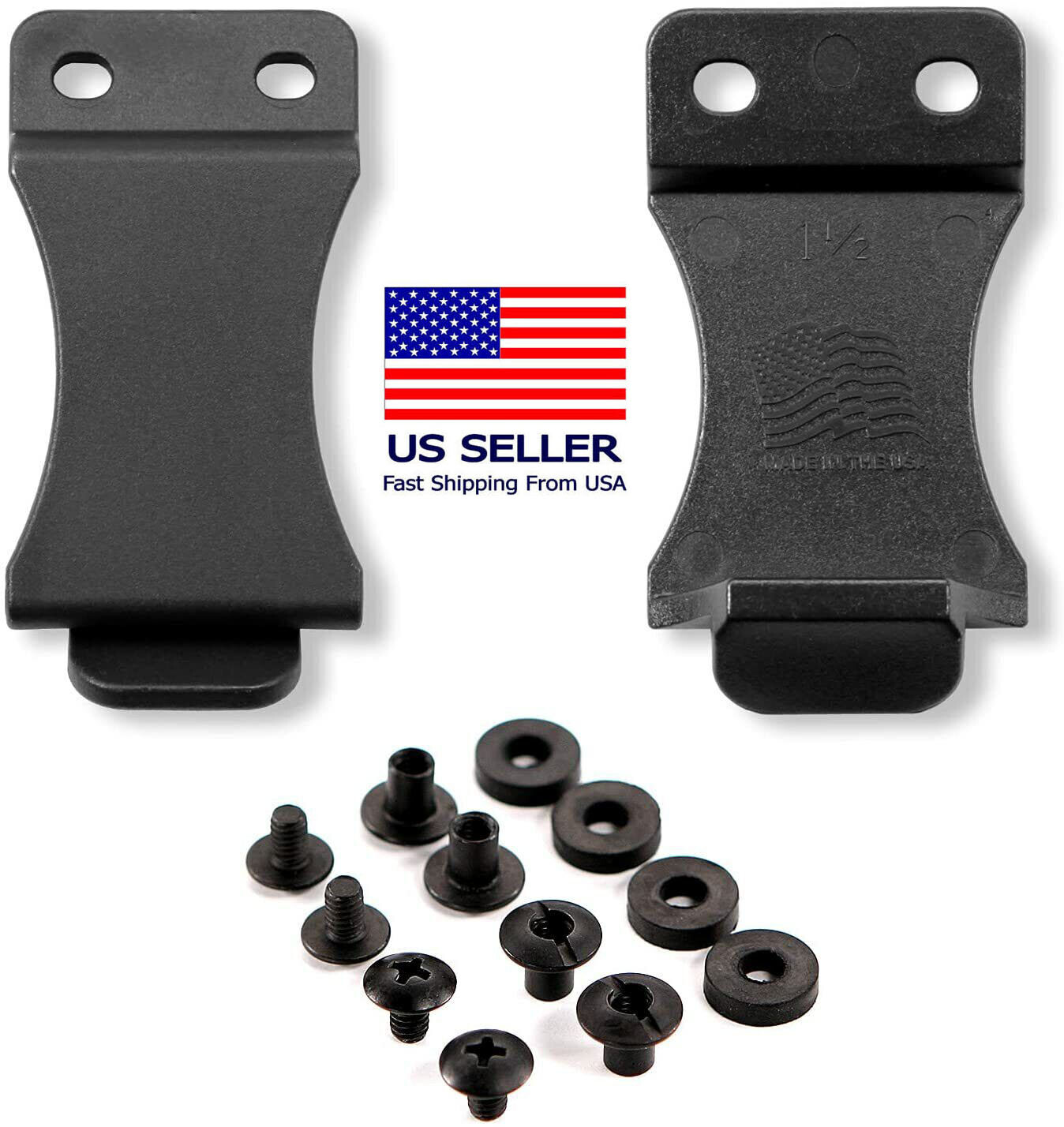 Kydex IWB Holster Belt Clip 1.5 or 1.75 inch + Hardware Screw Kit FOMI USA
