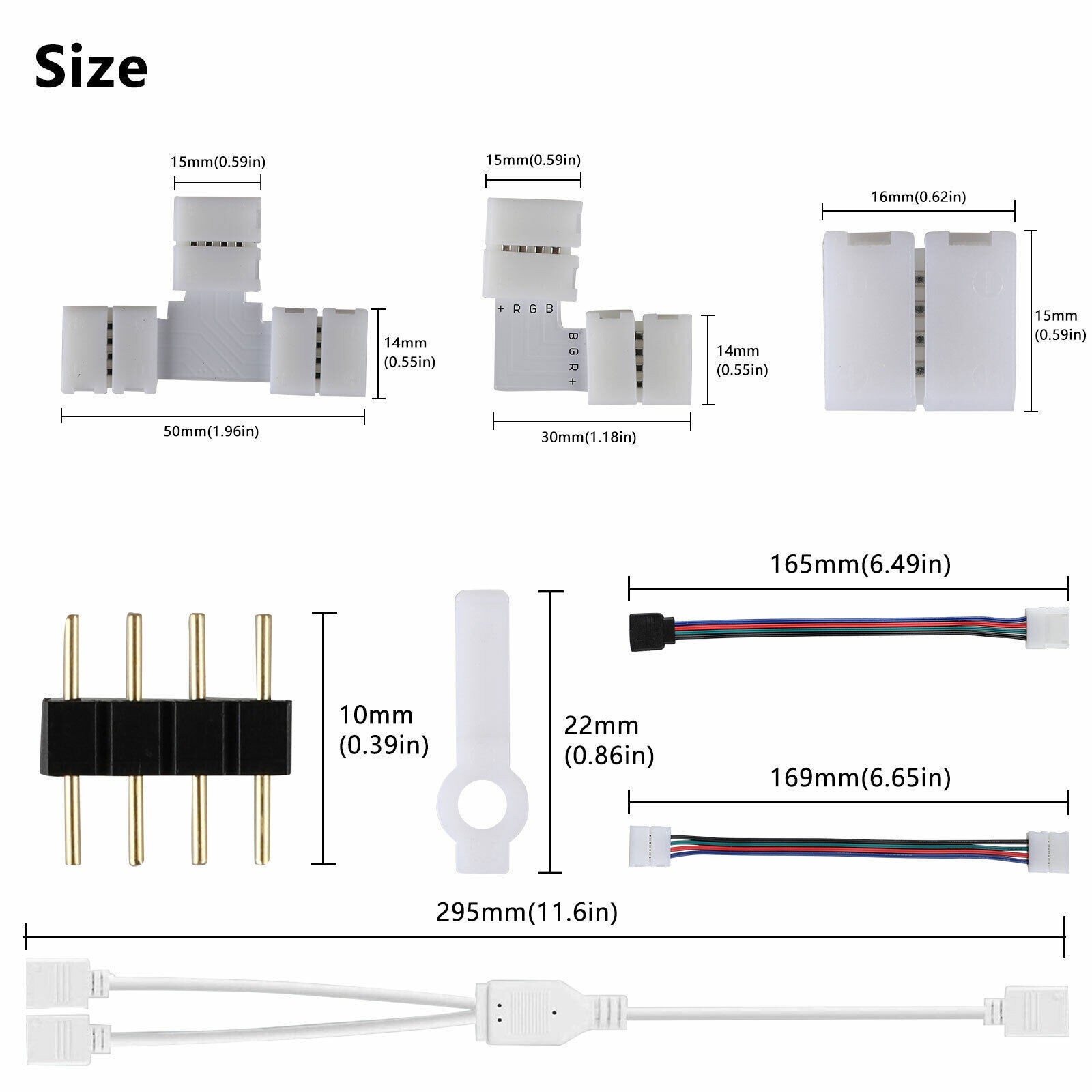 75Pcs 4Pin RGB 5050 LED Connector for LED Strip Light Connectors Accessories Kit