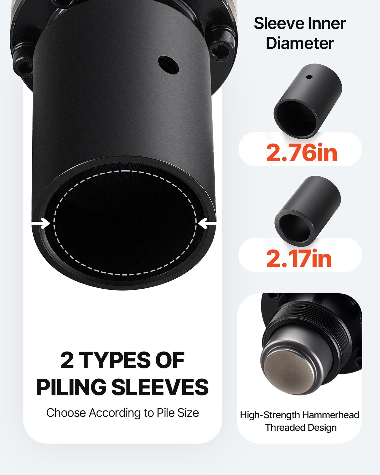 VEVOR Electric T Post Driver 2200W Handheld Pounder with Two Sleeves Fence Farm