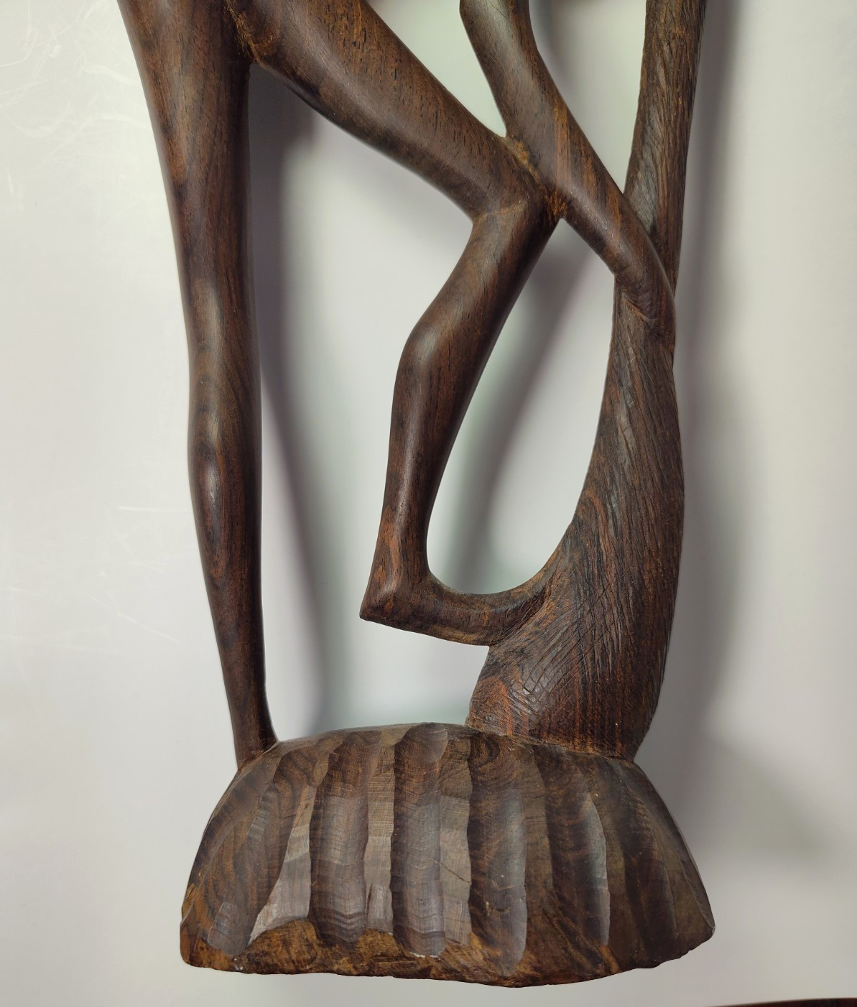 Hand Carved Ebony Wood Makonde "Tree of Life" Sculpture Intertwined Figures 17"