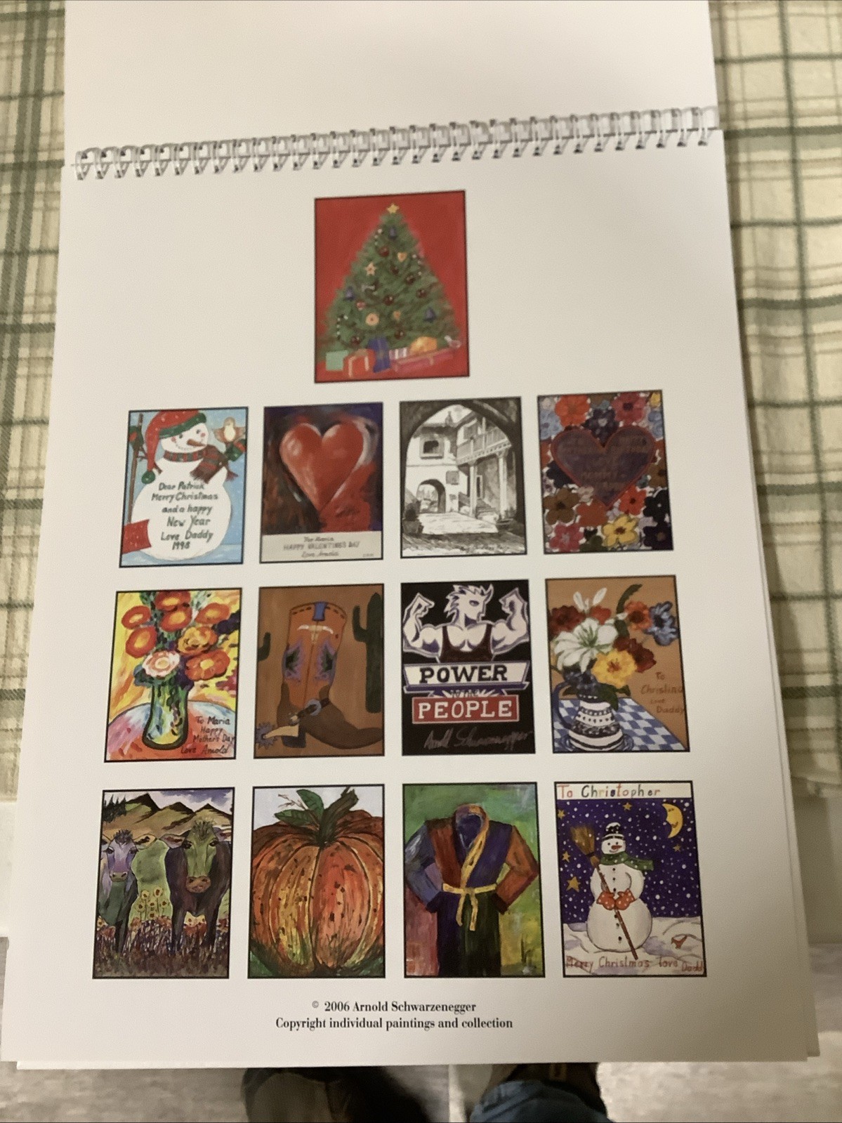 Rare Arnold Schwarzenegger 2007 Holiday Calendar Of His Art W/ Signed Letter