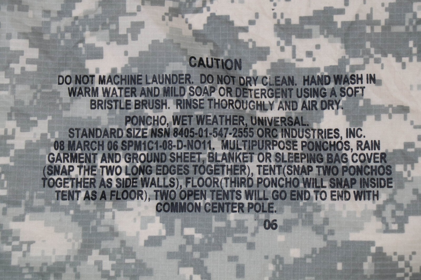 DAMAGED US Military ACU Wet Weather Poncho Liner Waterproof UCP Camo Army Tarp