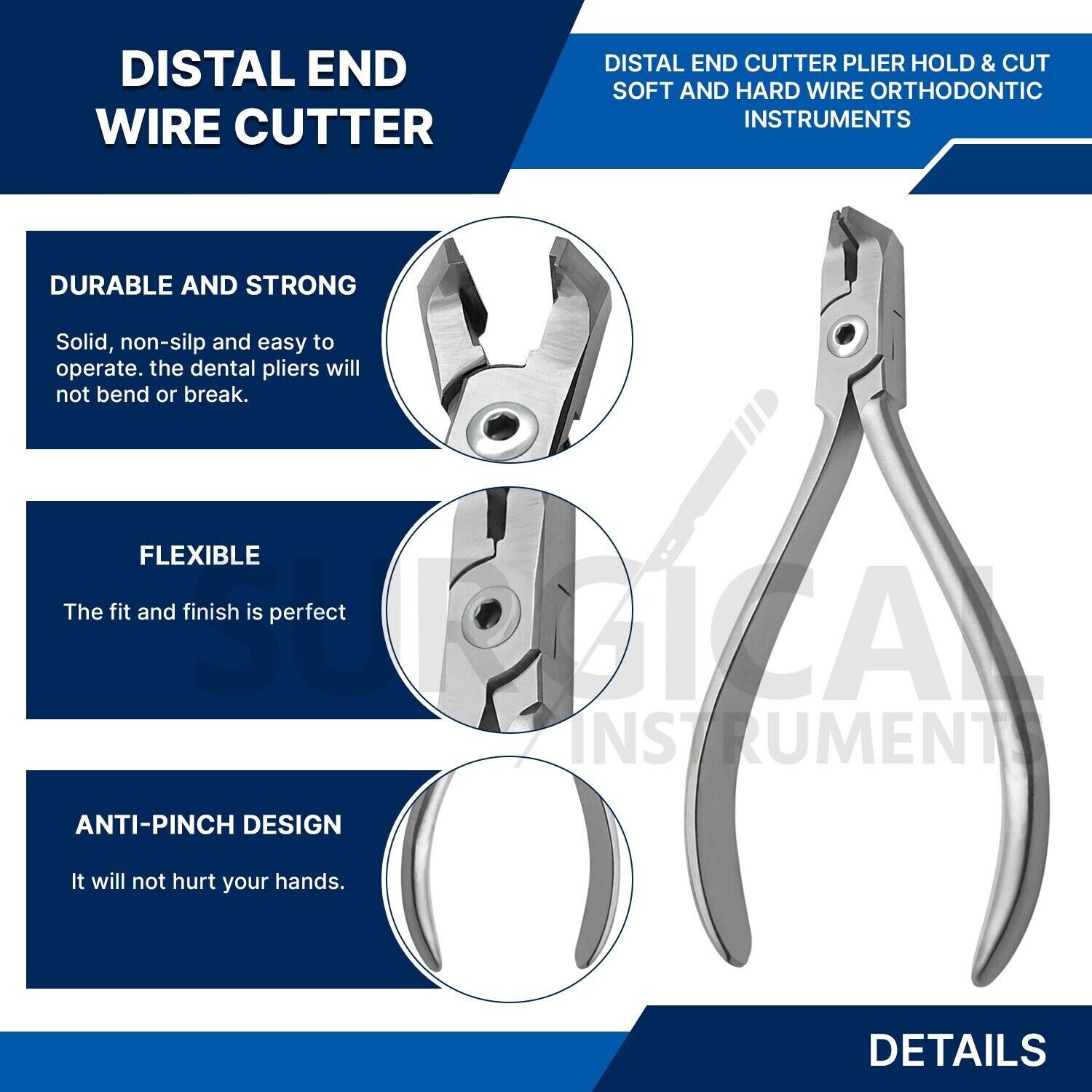 Dental Distal Safety Hold End Plier Wire Cutters Orthodontic German Grade