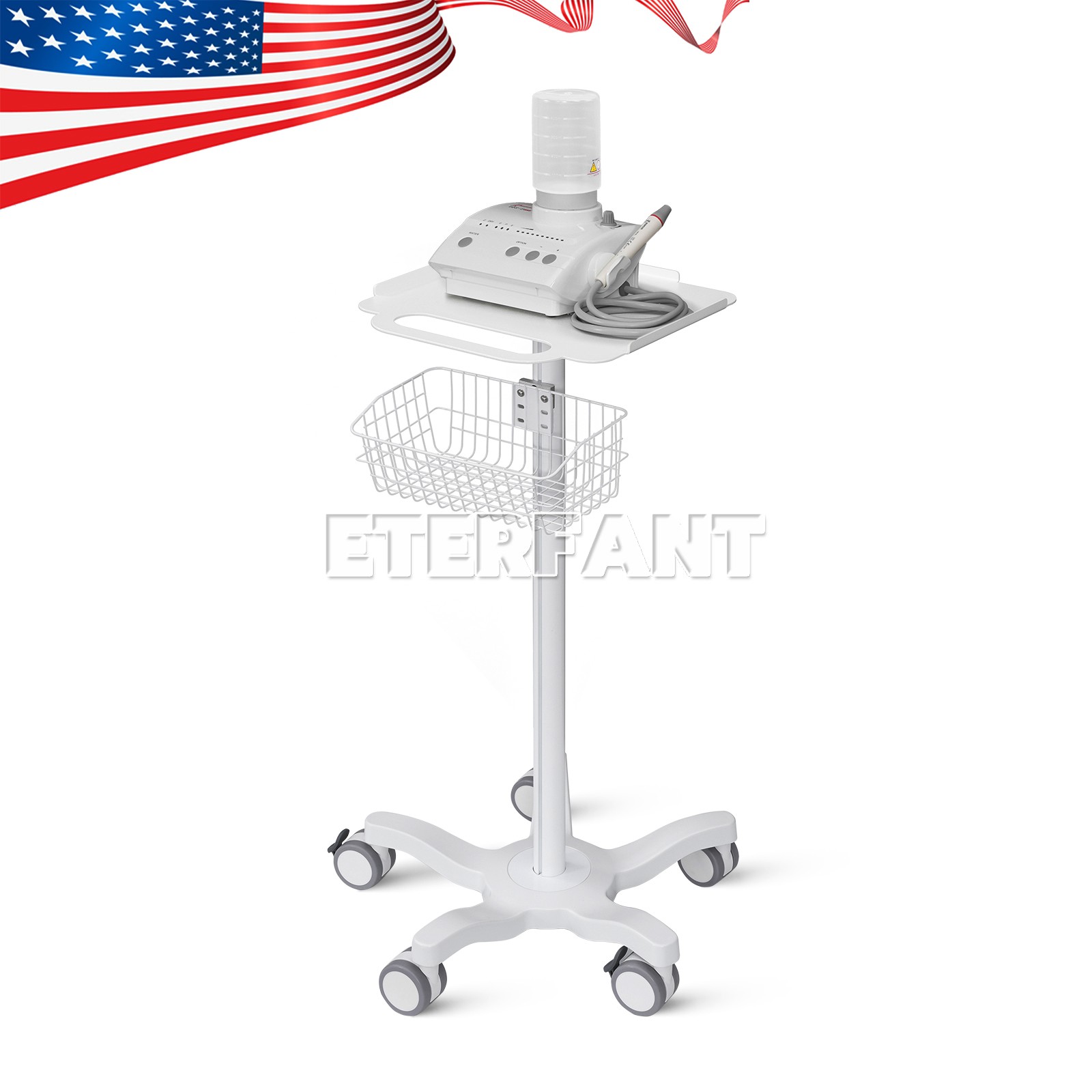 Medical Mobile Rolling Cart for Ultrasound Imaging Scanner/Patient Monitor US