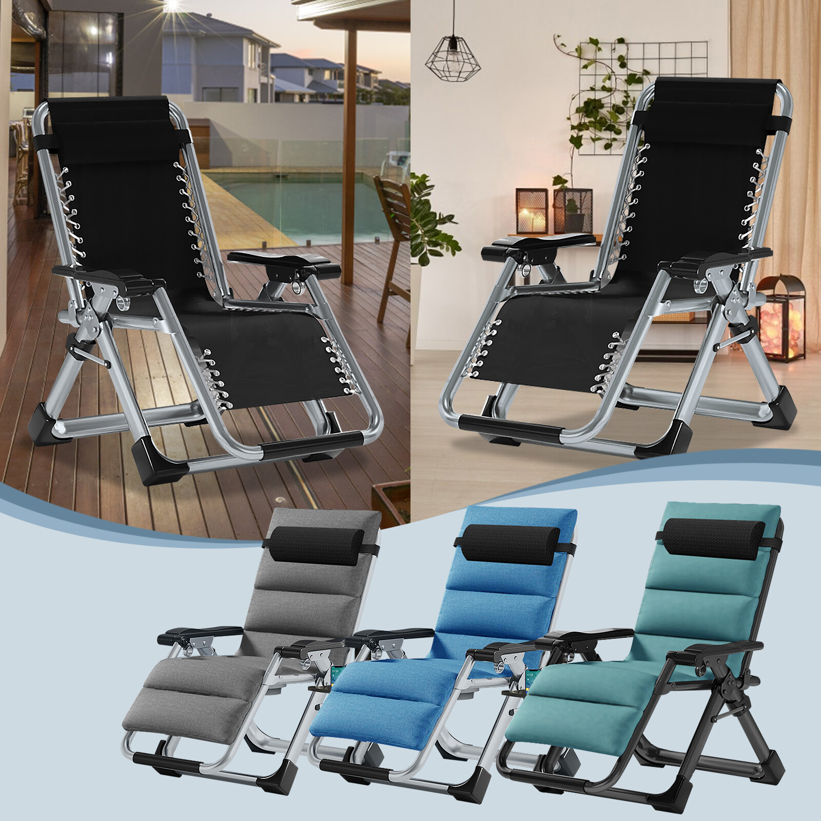 NAIZEA Zero Gravity Chair, Premium Lawn Recliner Folding Chaise Lounge & Cushion