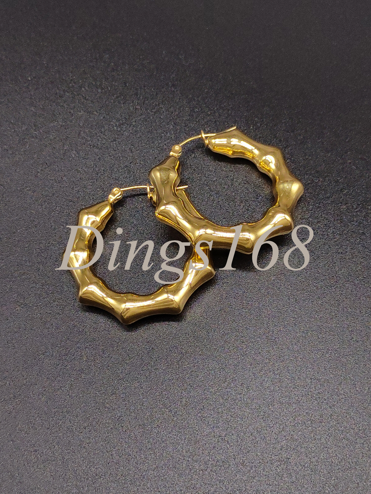 18K Yellow Gold Filled Tarnish-Resist 1.5" MediumSize Bamboo Joint Hoop Earrings