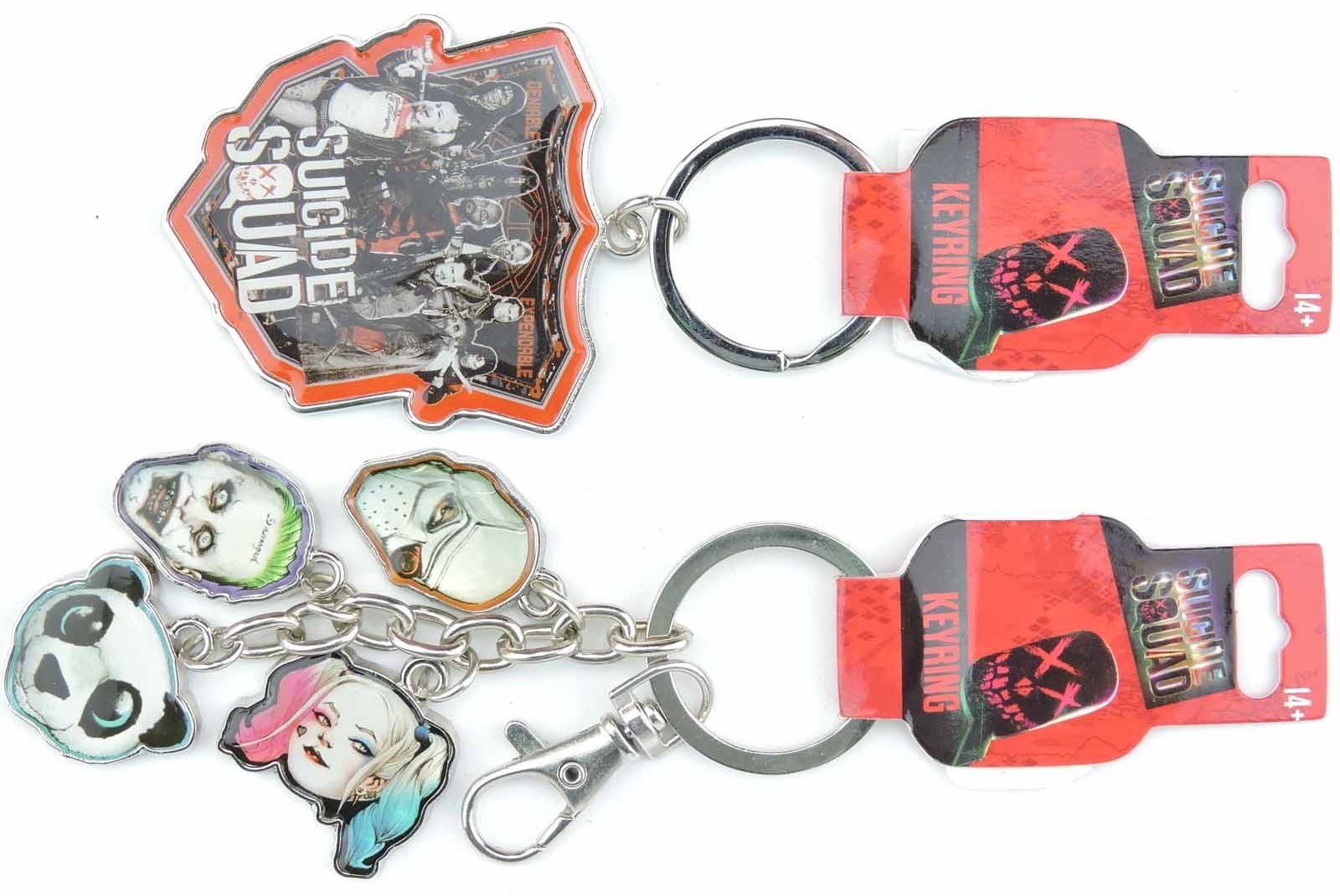 Suicide Squad Keychain Lot of 2 Metal Key ring Face charms Harley Quinn joker