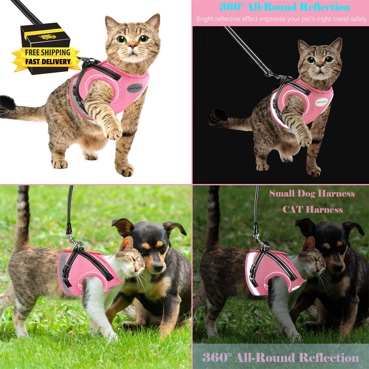 Cat Harness and Leash for Walking, Kitten Escape Proof Harnesses, Adjustable Ref